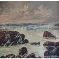 Leonid Gechtoff, Leonid Gechtoff, Russian, 1883 - 1941, Large Oil on Masonite Seascape