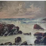 Leonid Gechtoff, Leonid Gechtoff, Russian, 1883 - 1941, Large Oil on Masonite Seascape