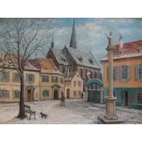 Alois Lecoque, Square in Snow;