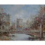 Morgan, Impressionist Style O/C Urban Scene with Bridge