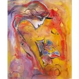 Jean Claude Gaugy, Fleur de Feu., Watercolor "Fleur de Feu." Signed lower left