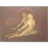 Michael Zalkin, FAR Gallery label verso, 1938 Pastel Deco-Style Nude