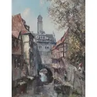 Hans Jorg Wagner, O/C of Canal with Figure