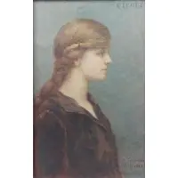 Paul Tavernier, Noel., 1922 Oil/Canvas Board Portrait of a Girl