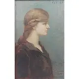 Paul Tavernier, Noel., 1922 Oil/Canvas Board Portrait of a Girl