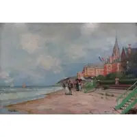 Jacques Deveau, O/C French Beach Scene