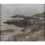 Ben Foster, Ledges at Small Point, Oil on Canvas "Ledges at Small Point" In Newcomb Macklin frame