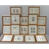 Batty Langley, Untitled, Set of 16 Architectural Engravings Steel engravings signed in the plate