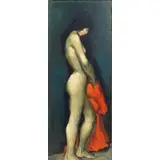 Jan De Ruth, Red Kimono., Oil on Canvas Nude "Red Kimono." Signed lower left