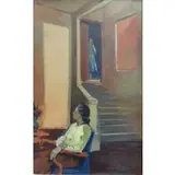 Joseph Floch, O/C Interior with 2 Female Figures