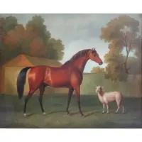 A Hoffei, Untitled, Oil on Canvas of a Sheep & a Horse