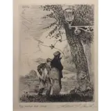 Albert Alexander Smith, Along the Seine., Titled in ink lower left