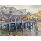 Agnes Miller Richmond, Untitled, Oil on Canvas of Harbor Scene