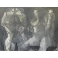 Rico Lebrun, Two Night Figures, 1959 W/C on Paper
