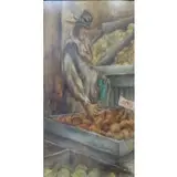 Alfred Sessler, Green Market., Oil on Masonite "Green Market." Signed and dated 1940 lower right