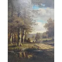 Adrien Schultz, Sheep Herder, Oil On Canvas "Sheep Herder" In Landscape