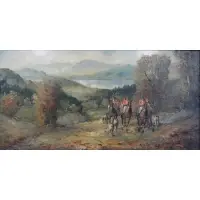 Kurt Heyden, Riders., Oil on Canvas "Riders." Signed lower right