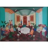 Smith Blanchard, O/C Restaurant Scene with Fishtailed Figures