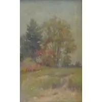 John W Raught, John Willard Raught, American 1857-1931, 1921 Oil on Canvasboard Landscape