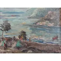 Marcel Dyf, Coastal Landscape, O/C Laid on Board
