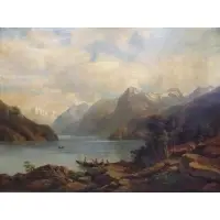 O/C Landscape with Figures by Johann W Lindlar, sold Mar 2012