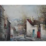 Lucien Delarue, O/C Parisian Street Scene with Figures