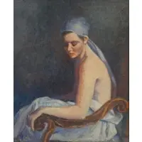 Jean Pesce, La Femme Au Turban., Oil on Board