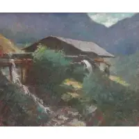 Pio Solero, Pio Solero, Italian, b, Oil on Panel of a Watermill