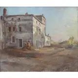 Guido Trentini, Guido Trentini, Italian b, Oil/Canvas Board Vienna Landscape with Building
