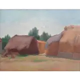 Guido Trentini, Italian Farmhouses, Oil on Panel