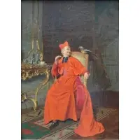 Bernard Borione, O/C Seated Cardinal with Parrot