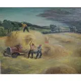 Sally Haley, Harvesting Wheat, O/C Laid on Board