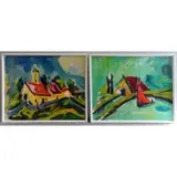 Martin Kainz, Untitled, 2 Oil on Canvas Landscapes