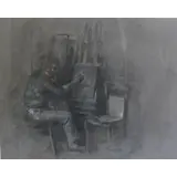 Jaques Ousson, Artist at Easel, Pastel on Paper