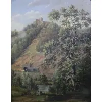 Franz Anton Feilhammer, O/B 1861 Landscape with Castle Train