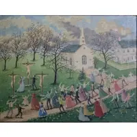 Albert W Davies, New England Crucifixion, Oil on Masonite "New England Crucifixion" Signed lower right