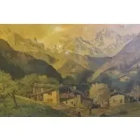 O/C Mountain Landscape with Houses and Figure by Luigi Cergoli, sold Mar 2012