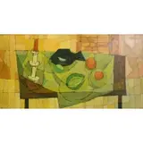 Mel Fowler, Mel Fowler, American, 20th century, Oil on Board Cubist Still Life