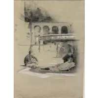 Theodore Robinson, A Sketch in the Court, American Art Students in Paris., Pencil, Chalk and Gouache