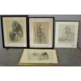 K - After Kollwitz, Untitled, 4 Figure Study Prints