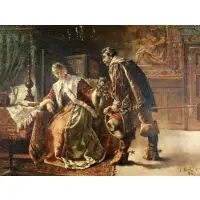 Eduard Merk, The Suitor., 1886 Oil on Panel "The Suitor." Signed and dated lower right