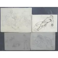 Hyman Bloom, The Knock Down, 4 Drawings on Paper