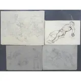 Hyman Bloom, The Knock Down, 4 Drawings on Paper