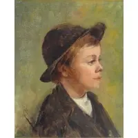 Florence MacKubin, O/C Portrait of a Boy, Oil on canvas framed behind glass