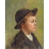 Florence MacKubin, O/C Portrait of a Boy, Oil on canvas framed behind glass