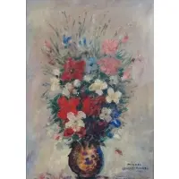 Michel Georges-Michel, Oil on canvasboard, Oil Floral Still Life