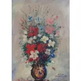Michel Georges-Michel, Oil on canvasboard, Oil Floral Still Life