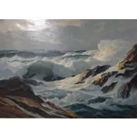 William C Ehrig, Atlantic Coast., Oil on Canvas "Atlantic Coast." Signed lower right