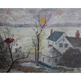 Mortimer Borne, Sunrise Nyack., Oil on Canvas "Sunrise Nyack." Signed and dated lower right