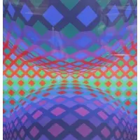 Reech. by Victor Vasarely, Silkscreen "Reech." Hand signed lower right, sold Jan 2012